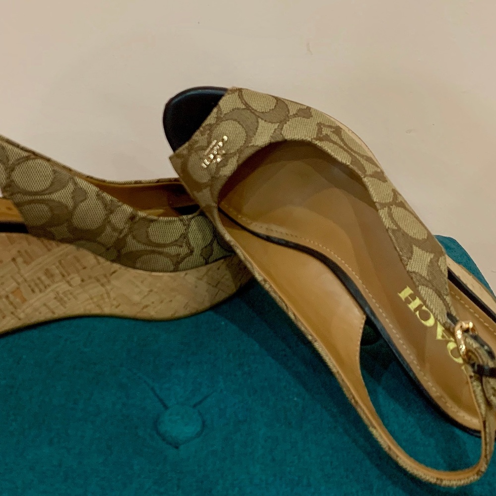 COACH FERRY SIG C JACQUARD WEDGE HEEL SHOES - Picture 2 of 6